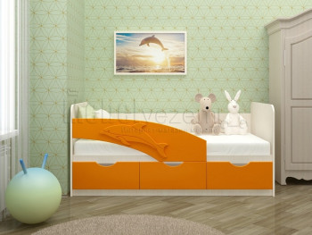 Дельфин-3 Кровать детская 3 ящика без ручек 1.6 Оранжевый глянец в Зелёном Бору - zelyonyj-bor.mebel54.com | фото