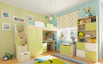 Детская комната Эппл (Зеленый/Белый/корпус Клен) в Зелёном Бору - zelyonyj-bor.mebel54.com | фото