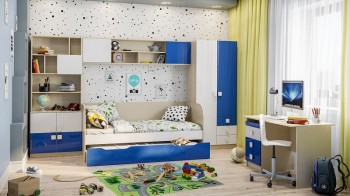 Детская комната Скай Люкс (Синий/Белый/корпус Клен) в Зелёном Бору - zelyonyj-bor.mebel54.com | фото
