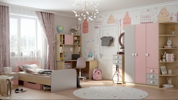Диван-кровать Грэйси (Розовый/Серый/корпус Клен) в Зелёном Бору - zelyonyj-bor.mebel54.com | фото