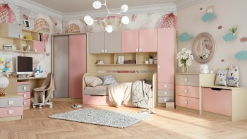 Диван-кровать Грэйси (Розовый/Серый/корпус Клен) в Зелёном Бору - zelyonyj-bor.mebel54.com | фото