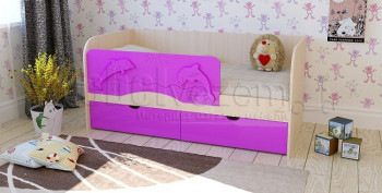 Друзья Кровать детская 2 ящика 1.6 Фиолетовый глянец в Зелёном Бору - zelyonyj-bor.mebel54.com | фото