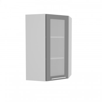Гарда ВПУС 550 шкаф верхний угловой со стеклом высокий (Белый Эмалит/корпус Серый) в Зелёном Бору - zelyonyj-bor.mebel54.com | фото
