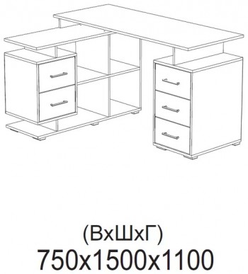 Компьютерный стол угловой СКМУ-3 дуб сонома/белый в Зелёном Бору - zelyonyj-bor.mebel54.com | фото