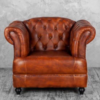 Кресло кожаное Лофт Честер-Нью (Коричневый, Рыжий) в Зелёном Бору - zelyonyj-bor.mebel54.com | фото
