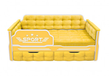 Кровать 160 серии Спорт 2 ящика 74 Жёлтый (мягкие боковые накладки) в Зелёном Бору - zelyonyj-bor.mebel54.com | фото