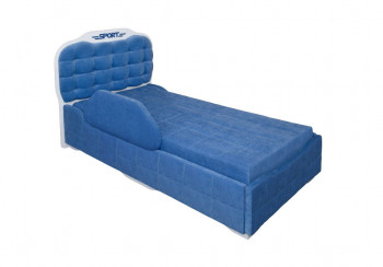 Кровать 190 Атлет Lux 29 Синий (мягкий бортик) в Зелёном Бору - zelyonyj-bor.mebel54.com | фото
