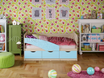 Кровать Бабочки 1,6м (Голубой матовый) в Зелёном Бору - zelyonyj-bor.mebel54.com | фото