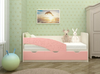 Кровать Бабочки 1,6м (Розовый металлик) в Зелёном Бору - zelyonyj-bor.mebel54.com | фото