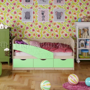 Кровать Бабочки 1,6м (Салат матовый) в Зелёном Бору - zelyonyj-bor.mebel54.com | фото