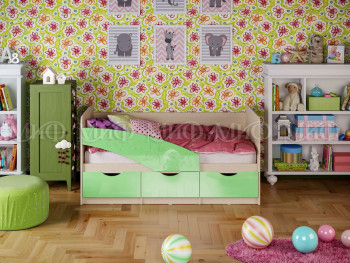 Кровать Бабочки 1,6м (Салатовый металлик) в Зелёном Бору - zelyonyj-bor.mebel54.com | фото