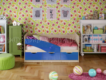 Кровать Бабочки 1,6м (Синий металлик) в Зелёном Бору - zelyonyj-bor.mebel54.com | фото