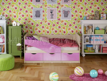 Кровать Бабочки 1,6м (Сиреневый металлик) в Зелёном Бору - zelyonyj-bor.mebel54.com | фото