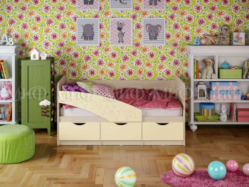 Кровать Бабочки 1,6м (Ваниль матовый) в Зелёном Бору - zelyonyj-bor.mebel54.com | фото