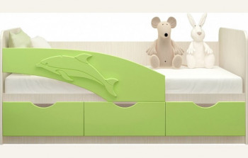 Кровать детская 1,6м Дельфин (Салатовый металлик) в Зелёном Бору - zelyonyj-bor.mebel54.com | фото