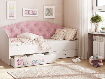 Кровать детская Эльза Белый/Розовый в Зелёном Бору - zelyonyj-bor.mebel54.com | фото