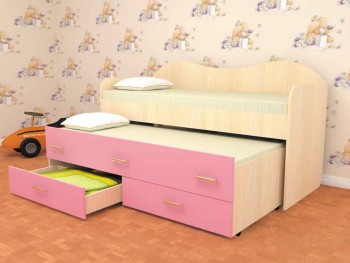 Кровать детская Нимфа двухместная 2.0 Дуб молочный/Розовый в Зелёном Бору - zelyonyj-bor.mebel54.com | фото