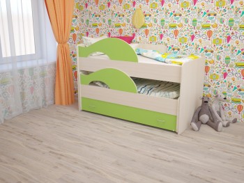 Кровать детская Радуга 1600 Млечный дуб/Салатовый в Зелёном Бору - zelyonyj-bor.mebel54.com | фото