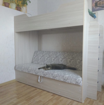 Кровать двухъярусная с диваном (Беленый дуб) в Зелёном Бору - zelyonyj-bor.mebel54.com | фото