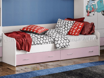 Кровать Fashion-1 Вега 0,9 м (Белый/Розовый) в Зелёном Бору - zelyonyj-bor.mebel54.com | фото