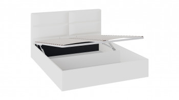 Кровать «Глосс» с мягкой обивкой и подъемным механизмом тип 1 (1600) (Белая) в Зелёном Бору - zelyonyj-bor.mebel54.com | фото