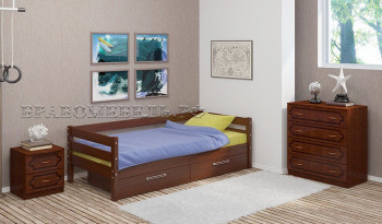 Кровать одинарная ГЛОРИЯ из массива сосны  900*2000 (Орех) в Зелёном Бору - zelyonyj-bor.mebel54.com | фото
