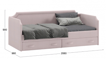 Кровать с мягкой обивкой и ящиками «Кантри» Тип 1 (900) (Велюр пудровый) в Зелёном Бору - zelyonyj-bor.mebel54.com | фото