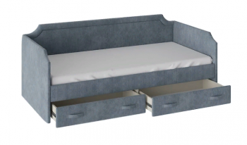 Кровать с мягкой обивкой и ящиками «Кантри» Тип 1 (900) (Замша синяя) в Зелёном Бору - zelyonyj-bor.mebel54.com | фото