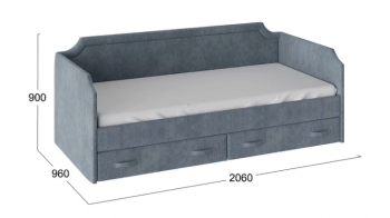 Кровать с мягкой обивкой и ящиками «Кантри» Тип 1 (900) (Замша синяя) в Зелёном Бору - zelyonyj-bor.mebel54.com | фото