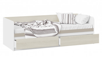 Кровать «Сканди» с 2 ящиками Дуб Гарден/Белый/Глиняный серый в Зелёном Бору - zelyonyj-bor.mebel54.com | фото