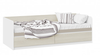 Кровать «Сканди» с 2 ящиками Дуб Гарден/Белый/Глиняный серый в Зелёном Бору - zelyonyj-bor.mebel54.com | фото