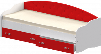 Кровать Софа-7 с мягкой спинкой (800х1900) Белый/Красный в Зелёном Бору - zelyonyj-bor.mebel54.com | фото