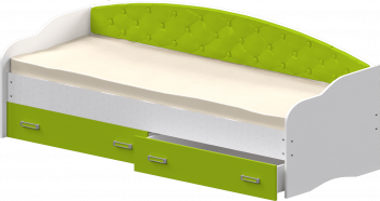 Кровать Софа-7 с мягкой спинкой (800х1900) Белый/Лайм в Зелёном Бору - zelyonyj-bor.mebel54.com | фото