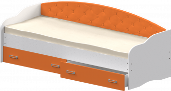 Кровать Софа-7 с мягкой спинкой (800х1900) Белый/Оранжевый в Зелёном Бору - zelyonyj-bor.mebel54.com | фото