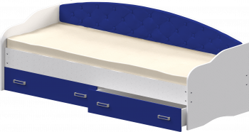 Кровать Софа-7 с мягкой спинкой (800х1900) Белый/Синий в Зелёном Бору - zelyonyj-bor.mebel54.com | фото