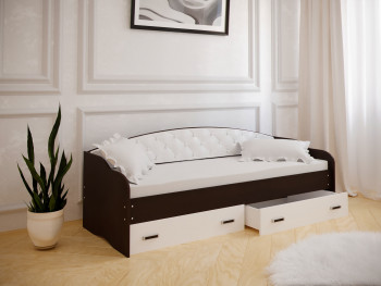 Кровать Софа-7 с мягкой спинкой (800х1900) Венге/ Белый в Зелёном Бору - zelyonyj-bor.mebel54.com | фото