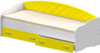 Кровать Софа-7 с мягкой спинкой (800х2000) Белый/Желтый в Зелёном Бору - zelyonyj-bor.mebel54.com | фото