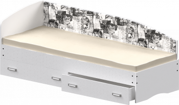 Кровать Софа-9 с мягкой спинкой с рисунком Милана (900х1900) Белый в Зелёном Бору - zelyonyj-bor.mebel54.com | фото
