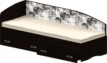 Кровать Софа-9 с мягкой спинкой с рисунком Милана (900х1900) Венге в Зелёном Бору - zelyonyj-bor.mebel54.com | фото