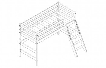 Кровать Соня вариант 6 полувысокая с наклонной лестницей Белый полупрозрачный в Зелёном Бору - zelyonyj-bor.mebel54.com | фото