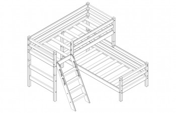 Кровать Соня вариант 8 угловая с наклонной лестницей Белый полупрозрачный в Зелёном Бору - zelyonyj-bor.mebel54.com | фото