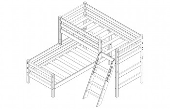 Кровать Соня вариант 8 угловая с наклонной лестницей Лаванда в Зелёном Бору - zelyonyj-bor.mebel54.com | фото