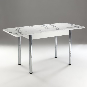 Кухонный стол 1100*700/400 ф 2 Пластик, мрамор белый в Зелёном Бору - zelyonyj-bor.mebel54.com | фото