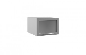 Лофт ГПГС 500 шкаф верхний горизонтальный глубокий со стеклом (Штукатурка белая/корпус Серый) в Зелёном Бору - zelyonyj-bor.mebel54.com | фото