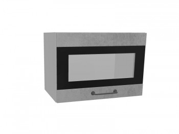 Лофт ПГСФ 500 шкаф верхний горизонтальный со стеклом и фотопечатью (Бетон светлый/корпус Серый) в Зелёном Бору - zelyonyj-bor.mebel54.com | фото