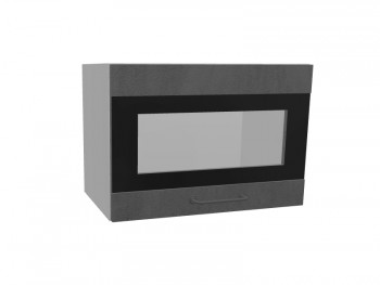 Лофт ПГСФ 500 шкаф верхний горизонтальный со стеклом и фотопечатью (Бетон темный/корпус Серый) в Зелёном Бору - zelyonyj-bor.mebel54.com | фото