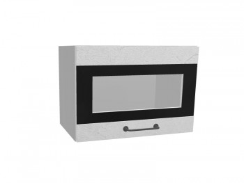 Лофт ПГСФ 500 шкаф верхний горизонтальный со стеклом и фотопечатью (Штукатурка белая/корпус Серый) в Зелёном Бору - zelyonyj-bor.mebel54.com | фото