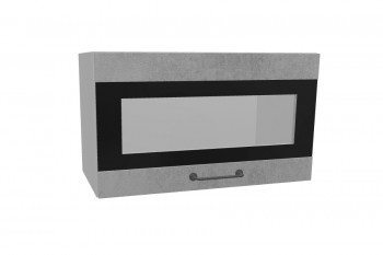 Лофт ПГСФ 600 шкаф верхний горизонтальный со стеклом и фотопечатью (Бетон светлый/корпус Серый) в Зелёном Бору - zelyonyj-bor.mebel54.com | фото