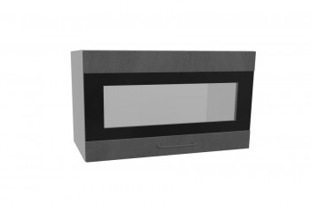 Лофт ПГСФ 600 шкаф верхний горизонтальный со стеклом и фотопечатью (Бетон темный/корпус Серый) в Зелёном Бору - zelyonyj-bor.mebel54.com | фото