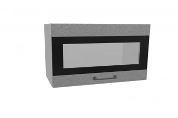Лофт ПГСФ 600 шкаф верхний горизонтальный со стеклом и фотопечатью (Штукатурка серая/корпус Серый) в Зелёном Бору - zelyonyj-bor.mebel54.com | фото